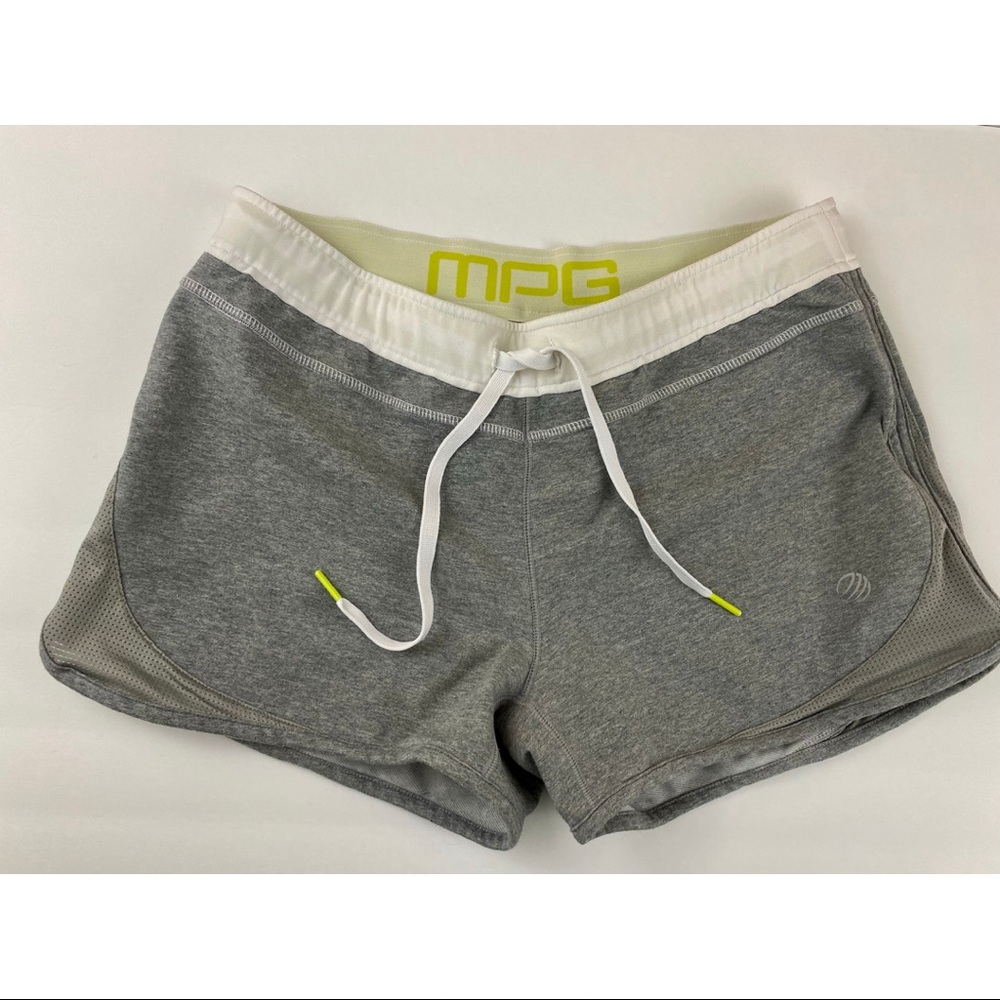 MPG Monserrat Performance Gear Athletic Shorts. Size Large. Gray and White